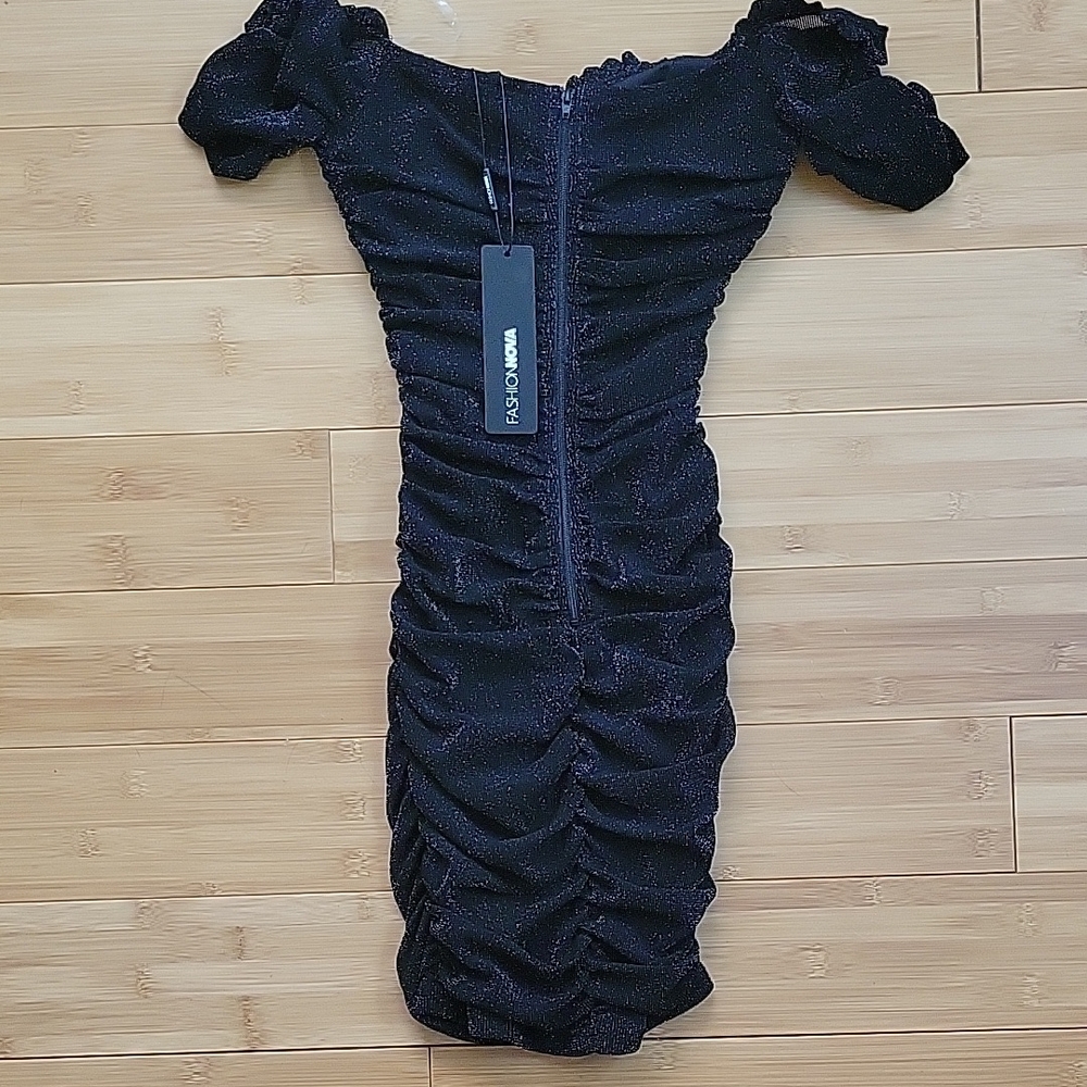 Fashion Nova Black Cap Sleeve Mini Dress XS - Picture 3 of 7